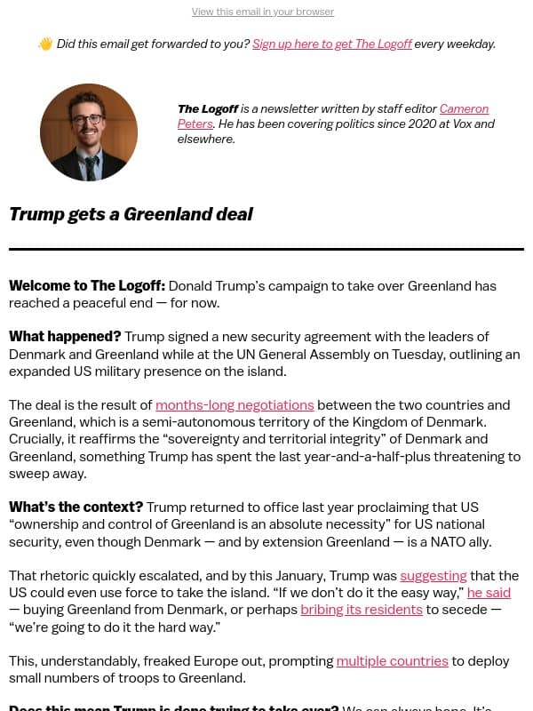 Trump gets a Greenland deal email from Vox