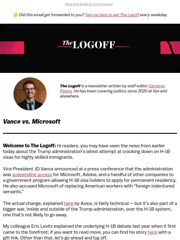 Vance vs. Microsoft email from Vox