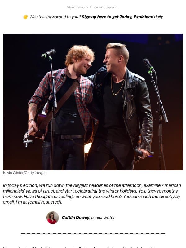 How Israel-Palestine broke up Sheeran-Macklemore email from Vox