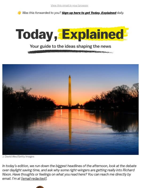 Is this our last time setting our clocks back? email from Vox