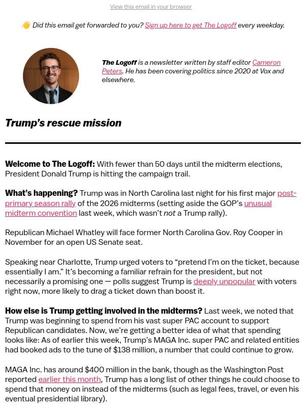 Trump puts himself on the ballot email from Vox