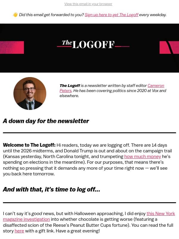 Log off with a chocolate scandal email from Vox