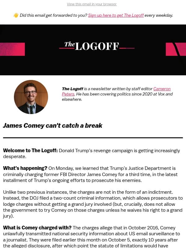 James Comey can't catch a break email from Vox