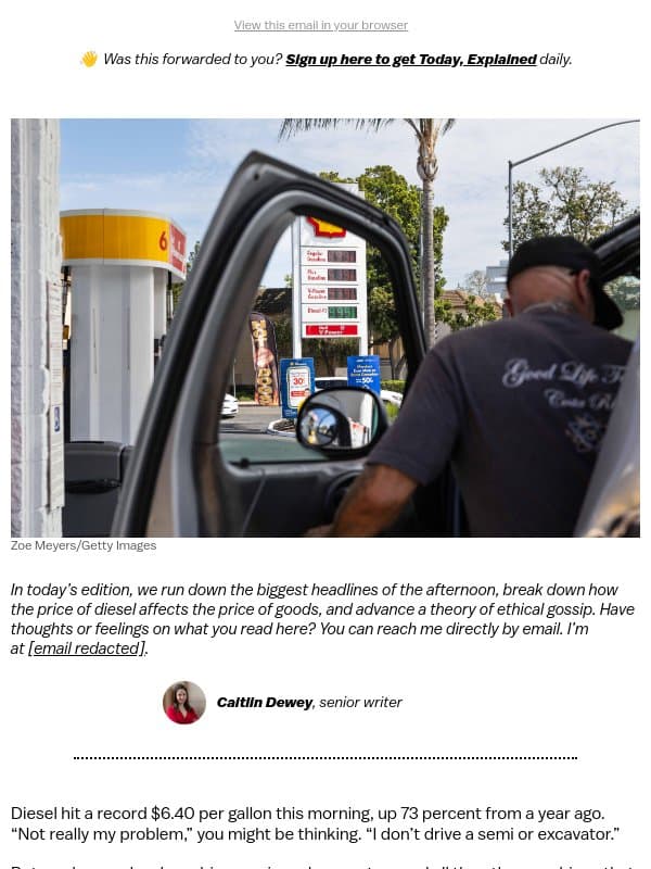 Why diesel prices are everybody’s problem email from Vox