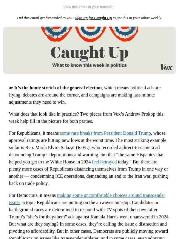 A midterm pivot point email from Vox