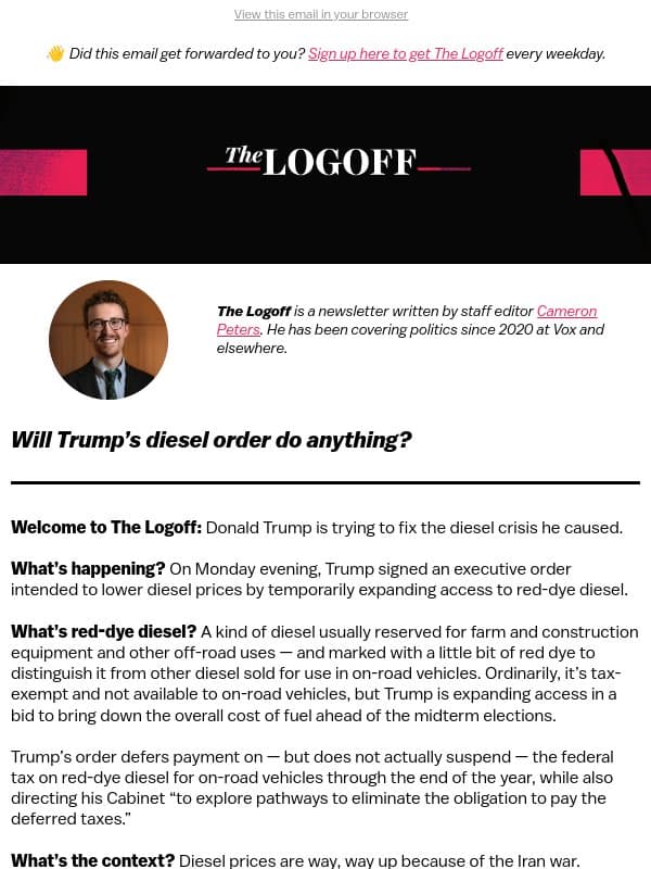 Will Trump’s diesel order do anything? email from Vox