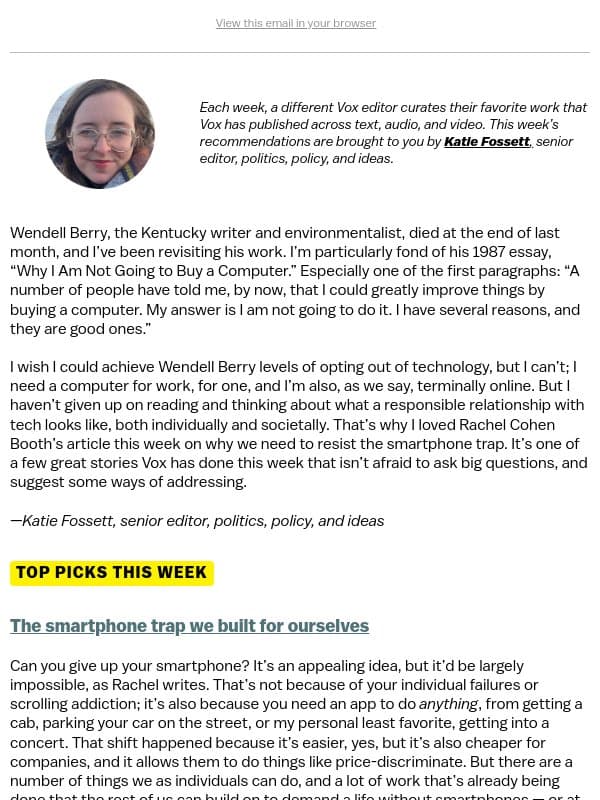 The smartphone trap we built for ourselves email from Vox