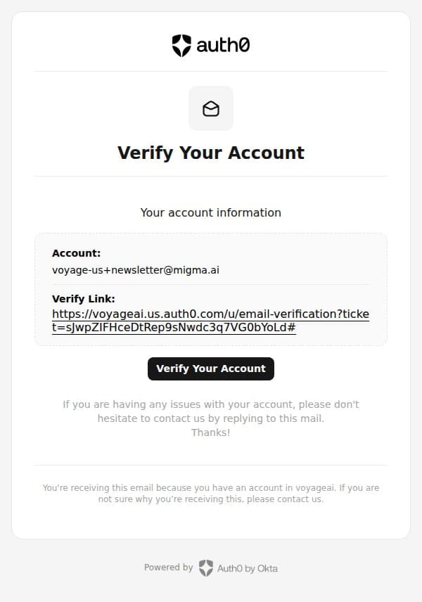Verify your email email from Voyage screenshot
