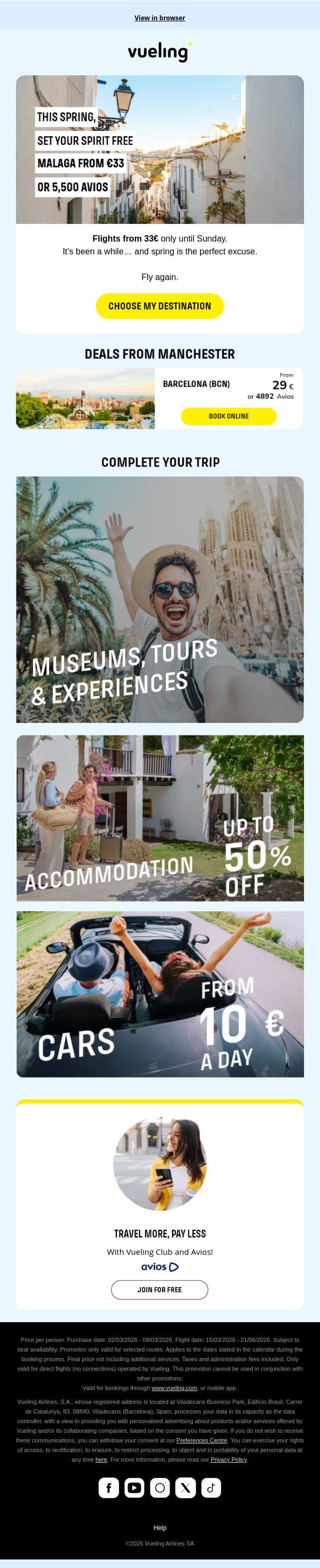 Your next getaway is waiting for you 🎁😎 email from Vueling screenshot