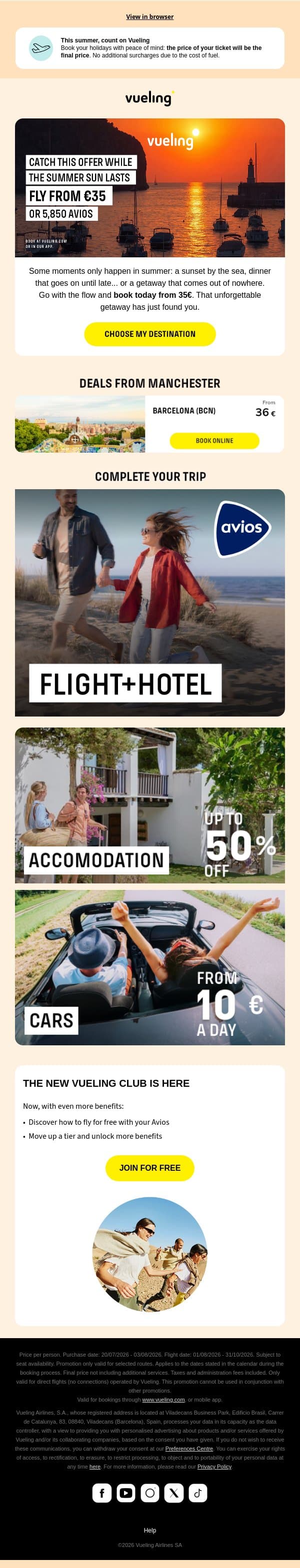 ☀️ Some offers only come out in summer email from Vueling screenshot