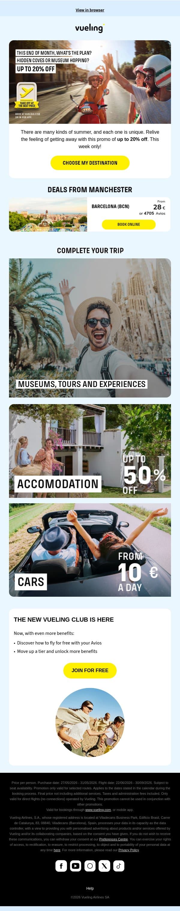 20% off to fly again 🌍 email from Vueling screenshot