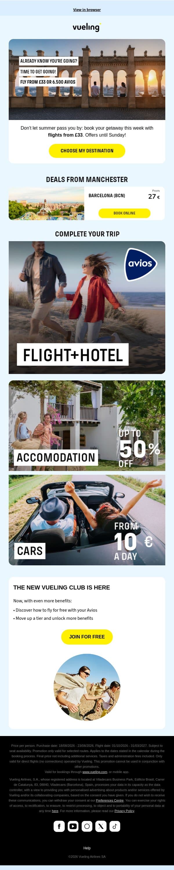 💛 Flights from £33. What are you waiting for? email from Vueling screenshot