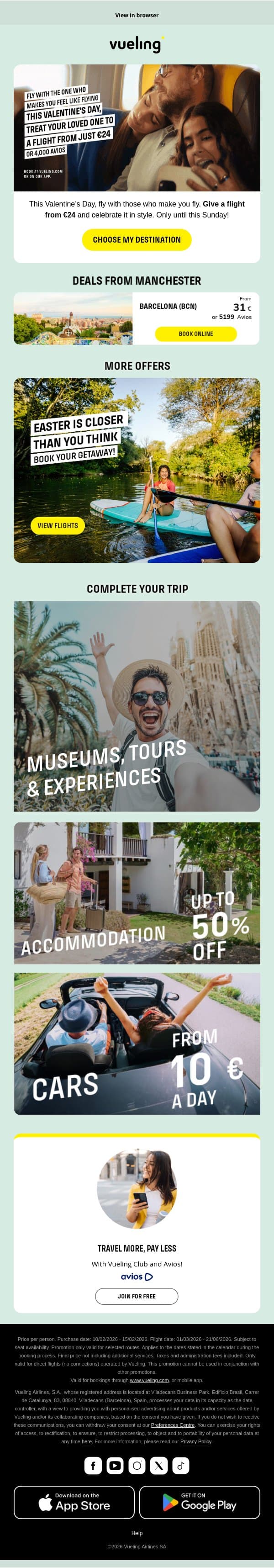 💛 Fly again with those who make you fly 💛 email from Vueling screenshot