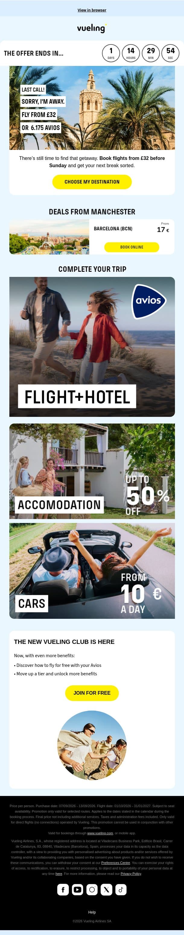 You still have a good reason to get away 👀 email from Vueling screenshot