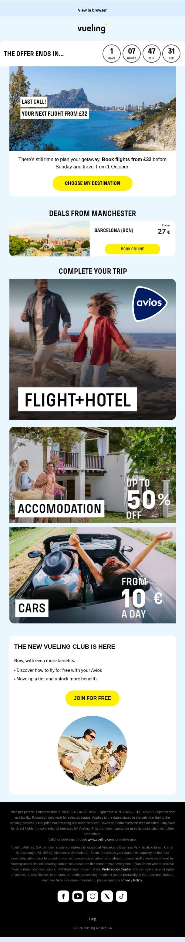 There are still flights from £32 👀 email from Vueling screenshot