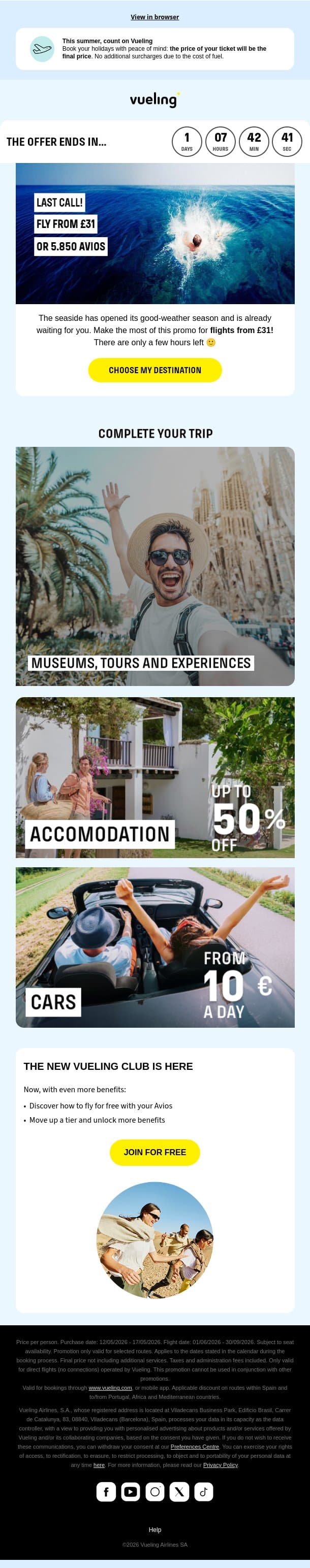 Your next getaway is here… 👉 email from Vueling screenshot
