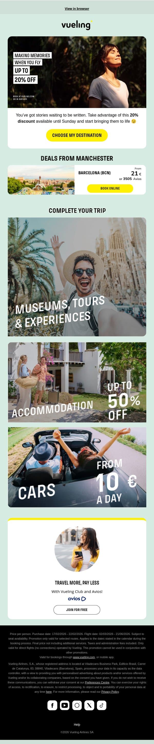 Remember: we’re still on with 20% off 💌 email from Vueling screenshot