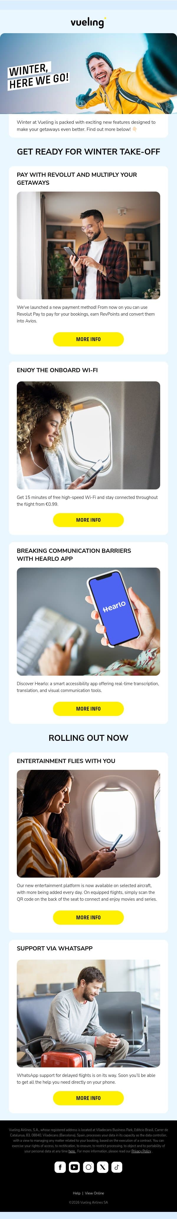 🤩 5 new features for this winter email from Vueling screenshot