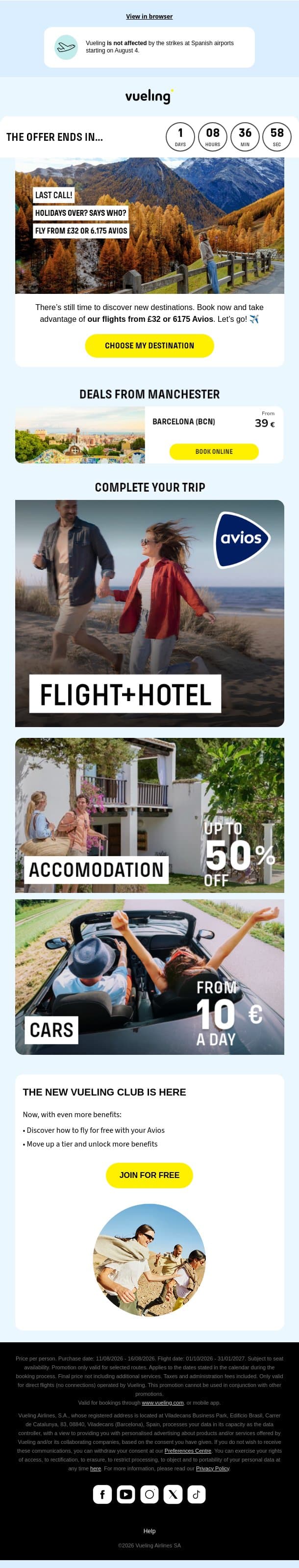 Have you already put your suitcase away? 😧 email from Vueling screenshot