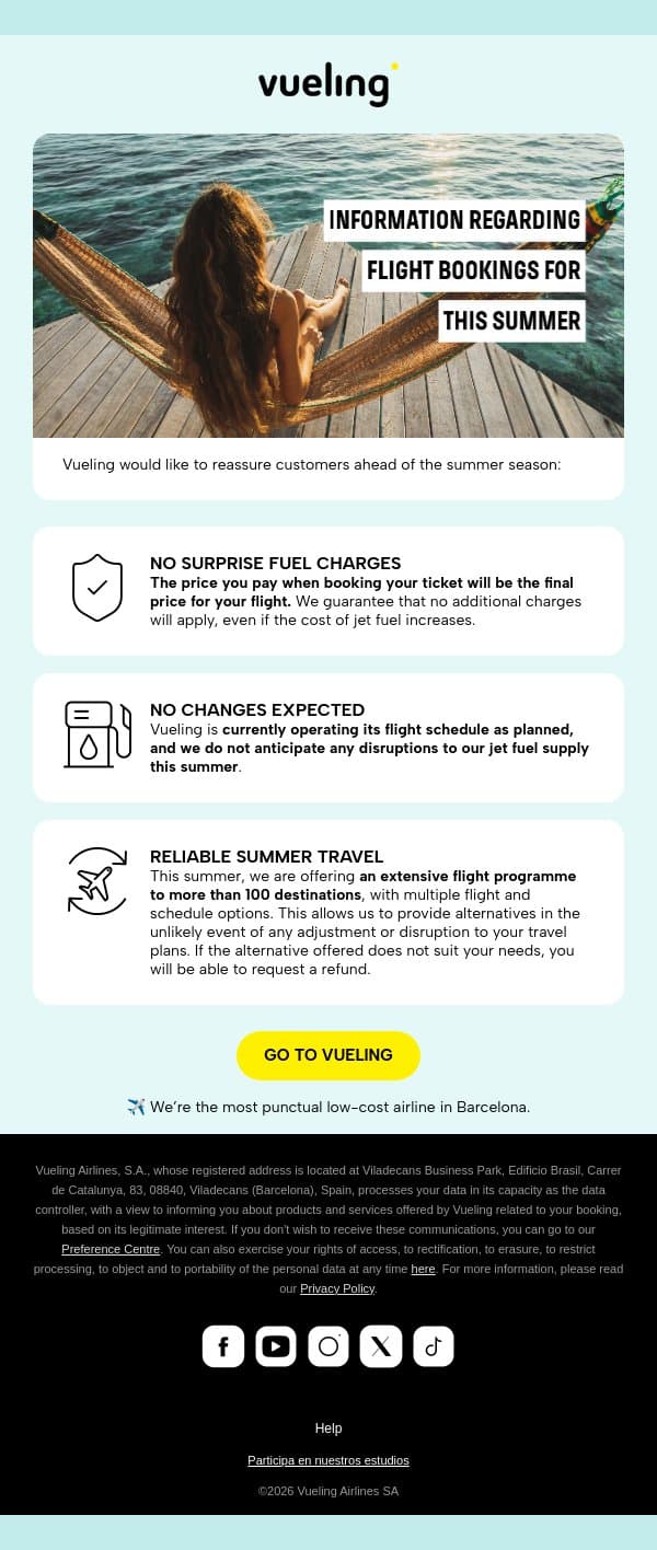 This summer, count on Vueling email from Vueling screenshot