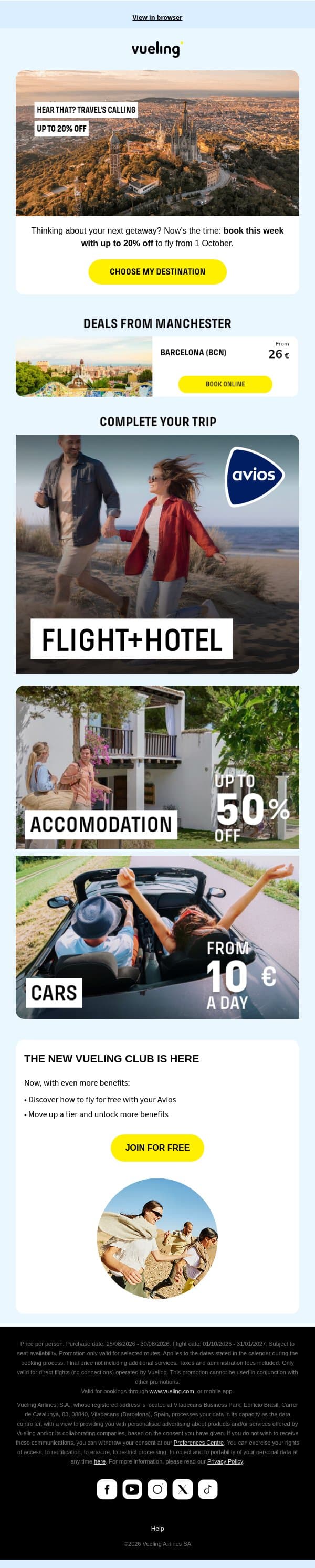 ✈️ Your next flight, up to 20% cheaper email from Vueling screenshot