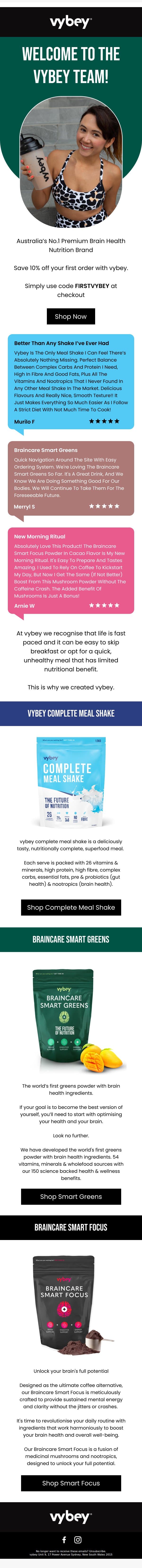 Welcome to Team vybey! email from vybey screenshot