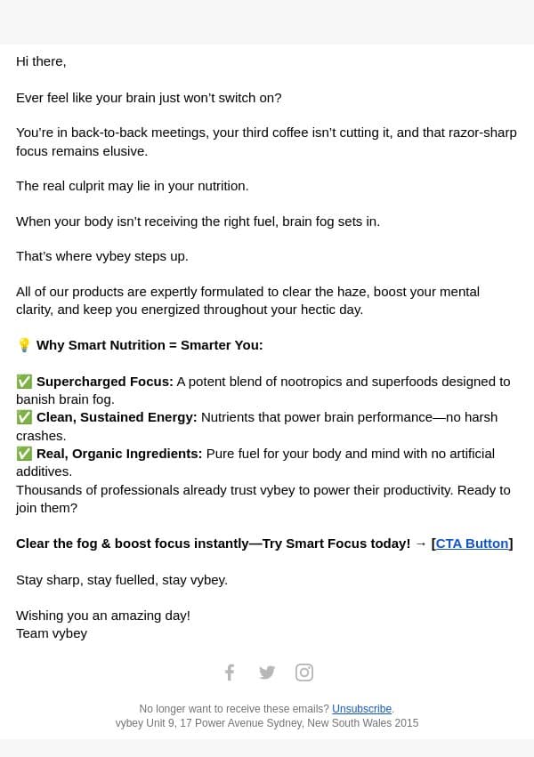 🚀 The Hidden Cause of Brain Fog (And How to Fix It) email from vybey screenshot