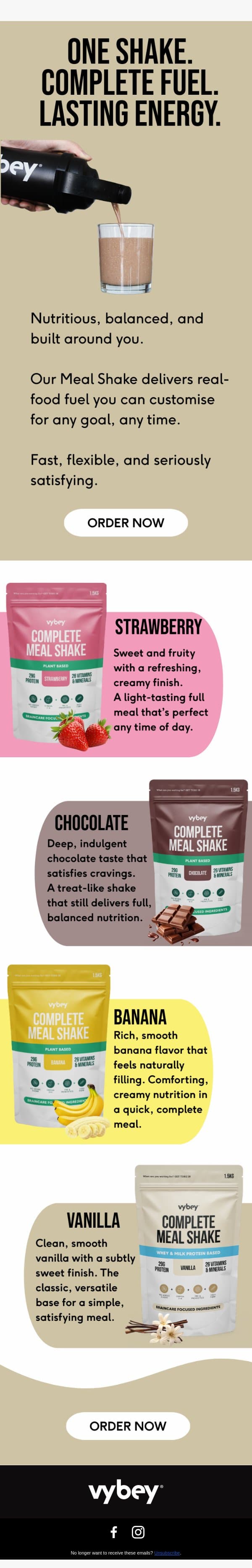 Your All-in-One Meal, Ready in Seconds email from vybey screenshot