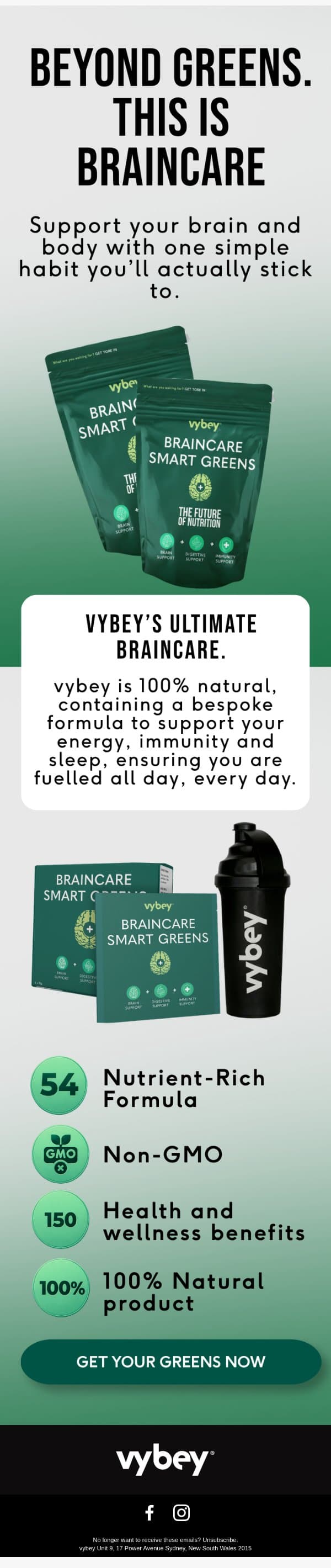 Struggling to get all of your fruit & veg? We have the answer for you. email from vybey screenshot