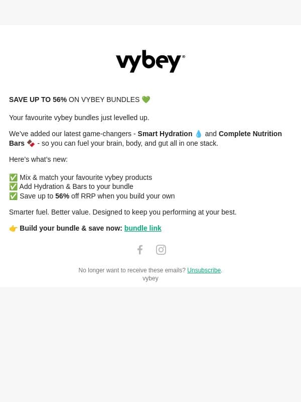 Save up to 56% on vybey bundles 💚 email from vybey screenshot