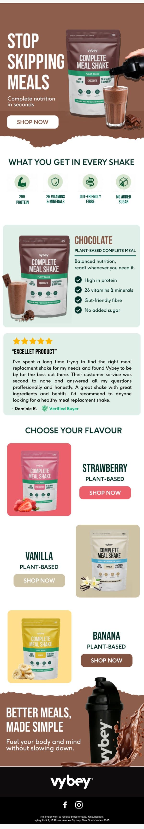 Skipping meal again? We’ve got your meals covered email from vybey screenshot