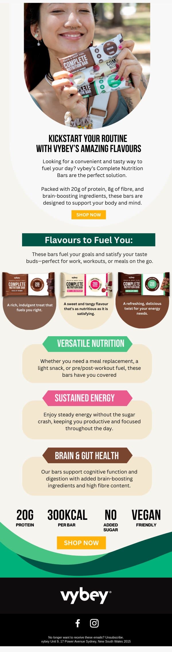Have you tried our bars yet? ⏳🍫 email from vybey screenshot