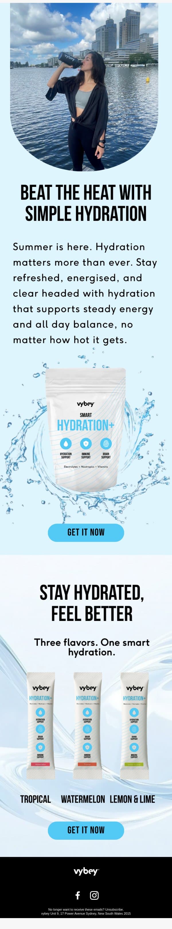 Tired, Foggy, Dehydrated? Fix It Today email from vybey screenshot