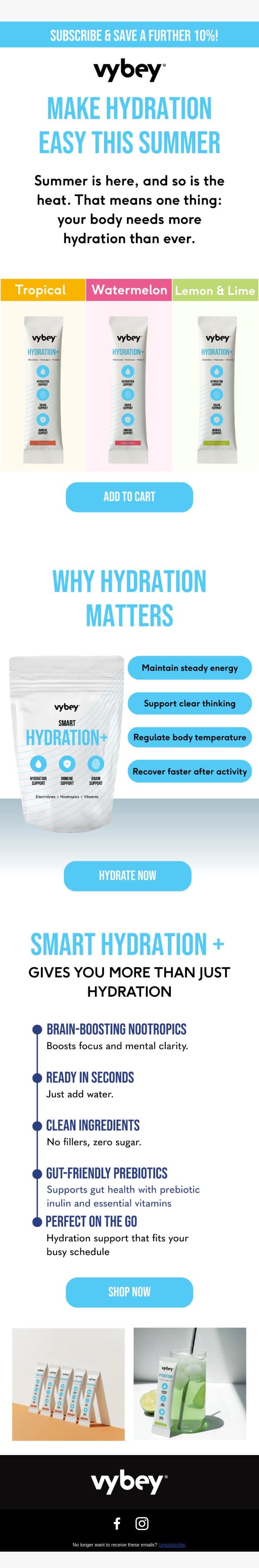 You're not tired, you're de-hydrated! email from vybey screenshot