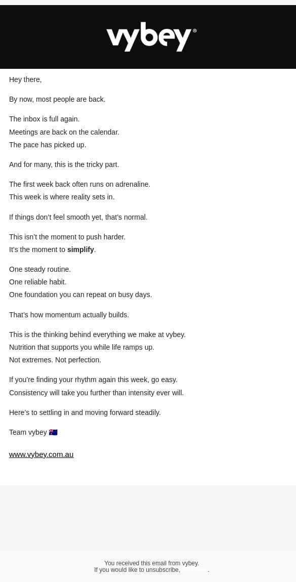 If January feels messy, read this email from vybey screenshot
