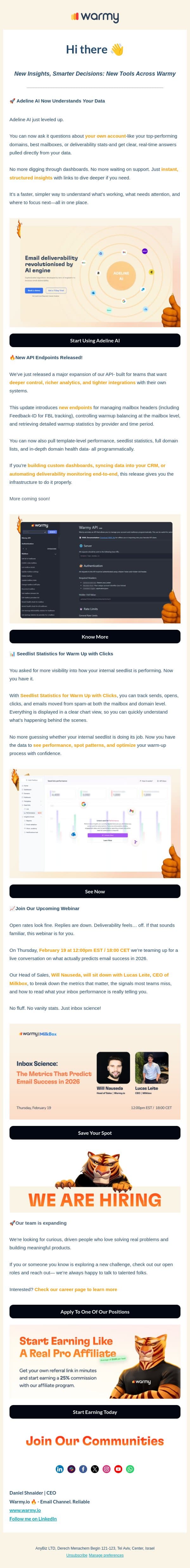 This Week In Warmy: Unlock Visibility, Control, and Performance Across Your Email Stack! email from Warmy screenshot