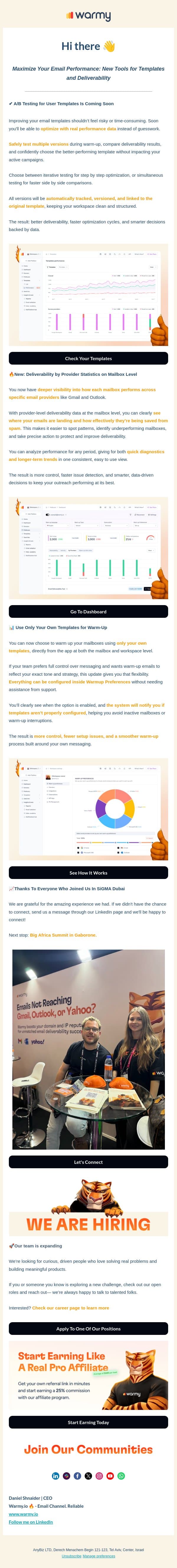 Take full control of your email results with our latest updates email from Warmy screenshot