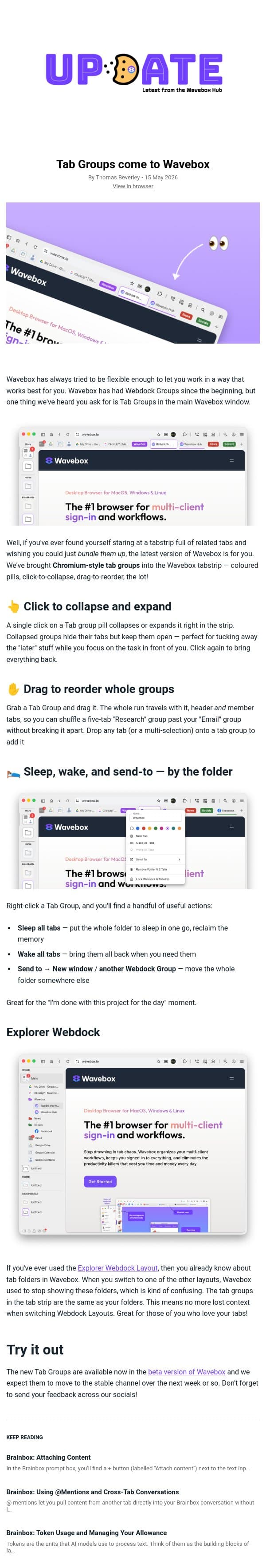 Tab Groups come to Wavebox email from Wavebox screenshot