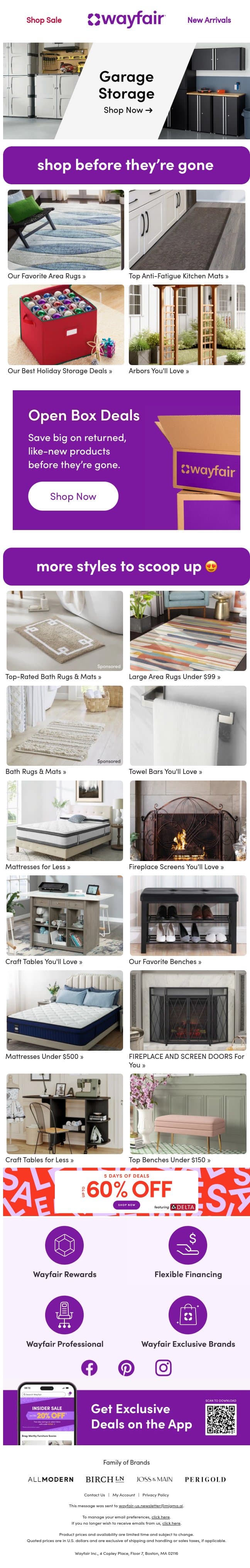 GARAGE STORAGE CABINETS you need to see! email from Wayfair screenshot