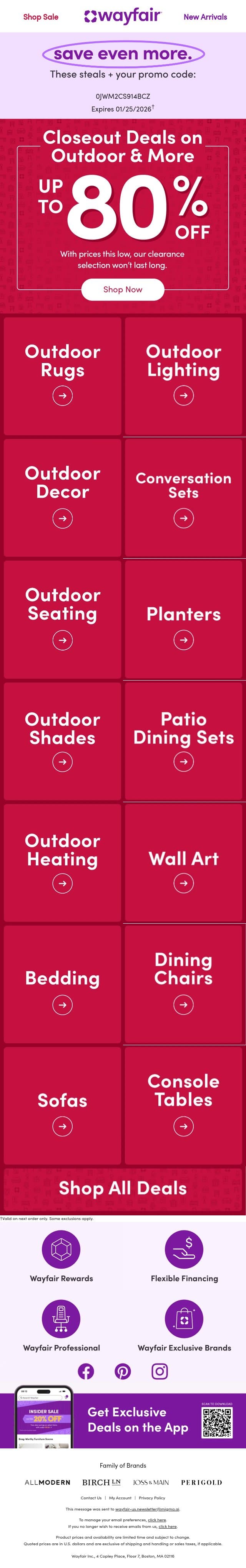 We think you’ll love these → email from Wayfair screenshot