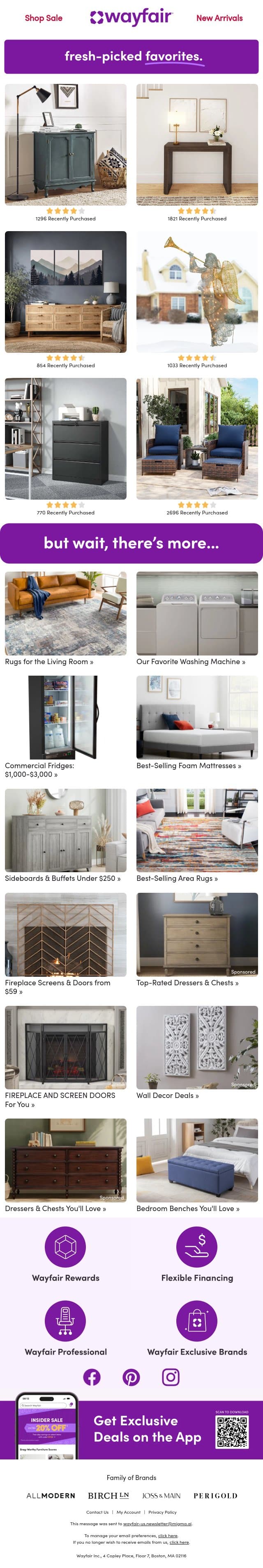 arshawn accent chest email from Wayfair screenshot