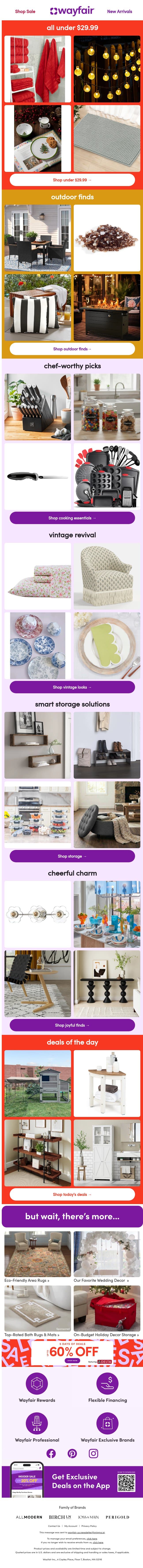 under $29.99 email from Wayfair screenshot