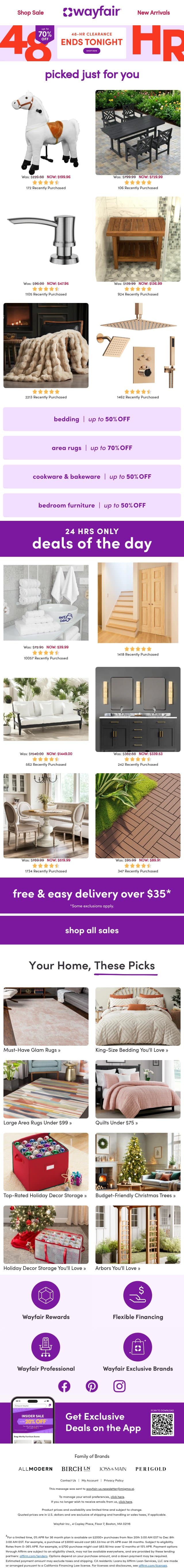 ROCKING HORSES ⭕ FINAL HOURS ⭕ UP TO 70% OFF ⭕ email from Wayfair screenshot