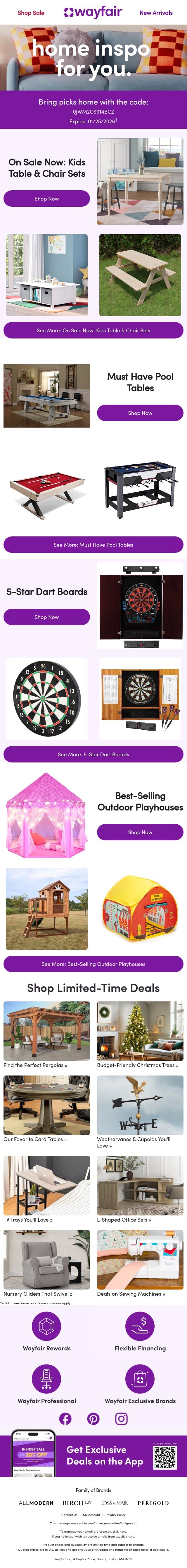 Handpicked for you... with 10% off! email from Wayfair screenshot