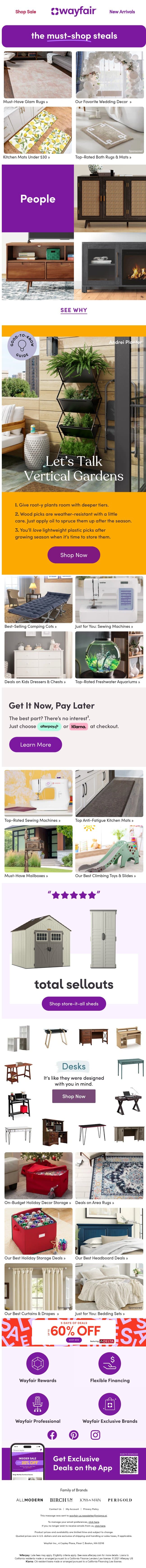 Must-Have Glam Rugs email from Wayfair screenshot