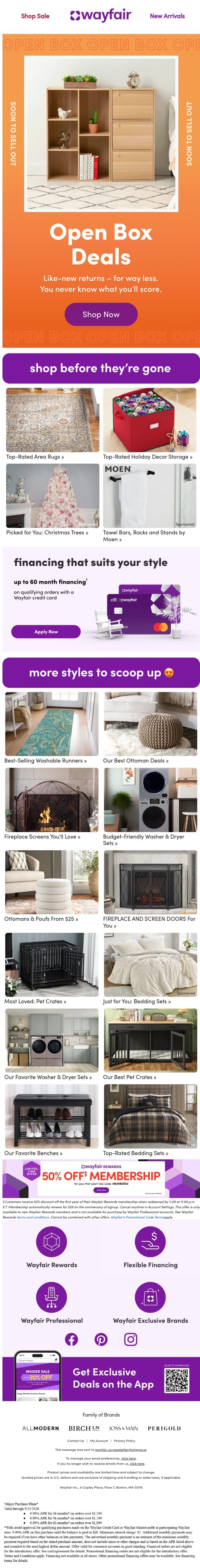 Open Box Deals 🛎️ Their return = your reward email from Wayfair screenshot