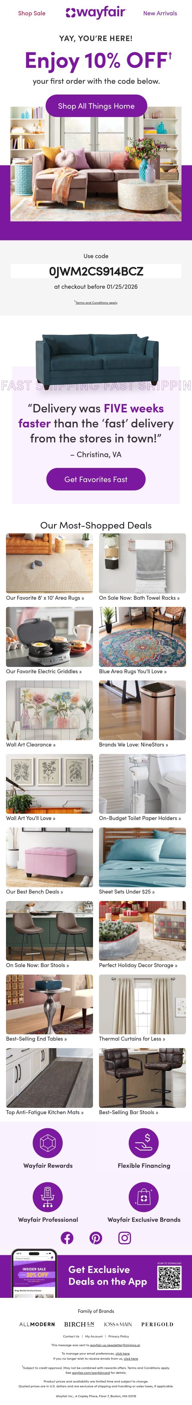 ** Offer incoming ** There are so many great items waiting for you! email from Wayfair screenshot