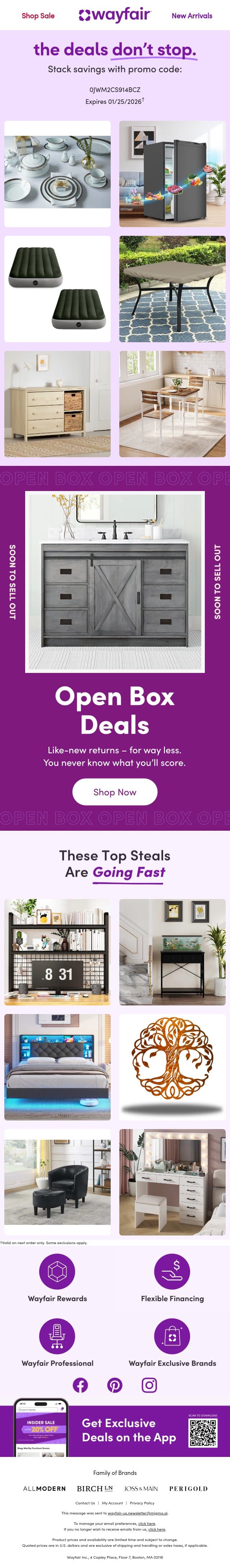 Savings? RIGHT THIS WAY → email from Wayfair screenshot