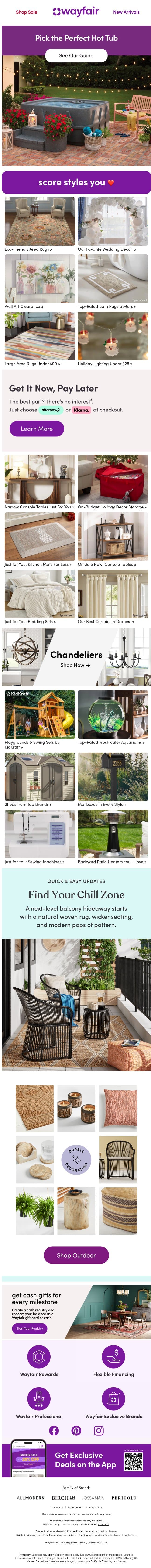 HOT TUBS: How to pick the perfect one email from Wayfair screenshot