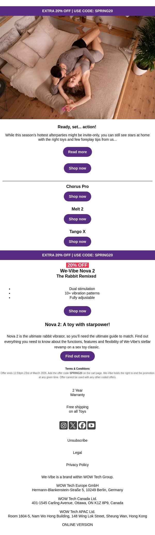 Ready for an award-winning O? email from We-Vibe screenshot